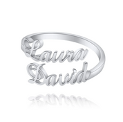 Bague personnalisée en acier inoxydable finition argent, gravure de prénom sur l'anneau
