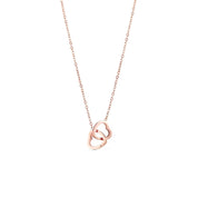 Collier couple deux cœurs gravés en finition or rose, acier inoxydable