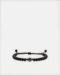 Bracelet pierre naturelle Onyx noir avec perle projection photo personnalisée et cordon réglable