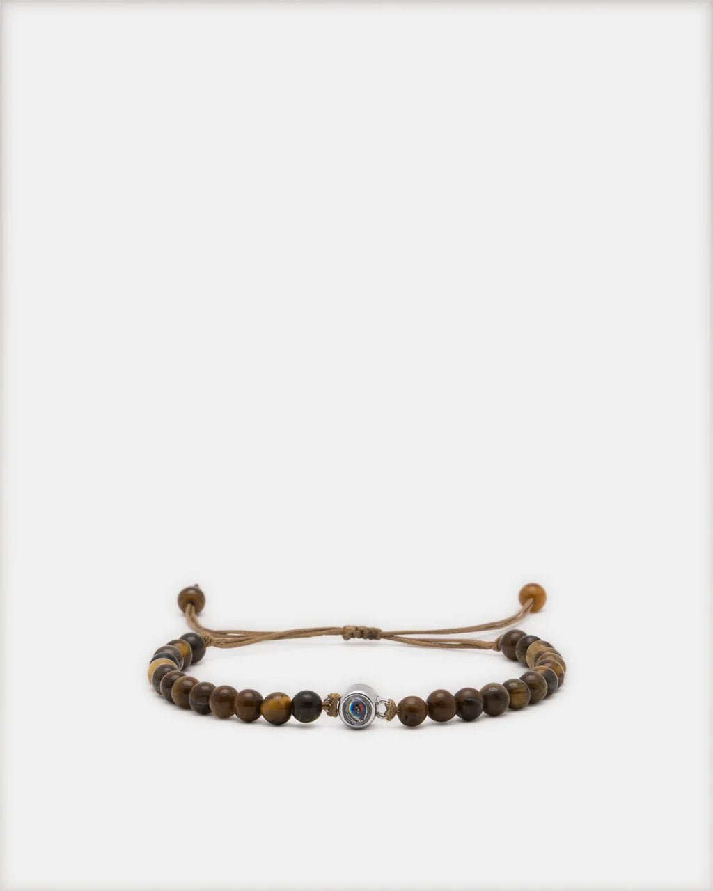 Bracelet œil de tigre en pierre naturelle avec perle projection photo et cordon réglable