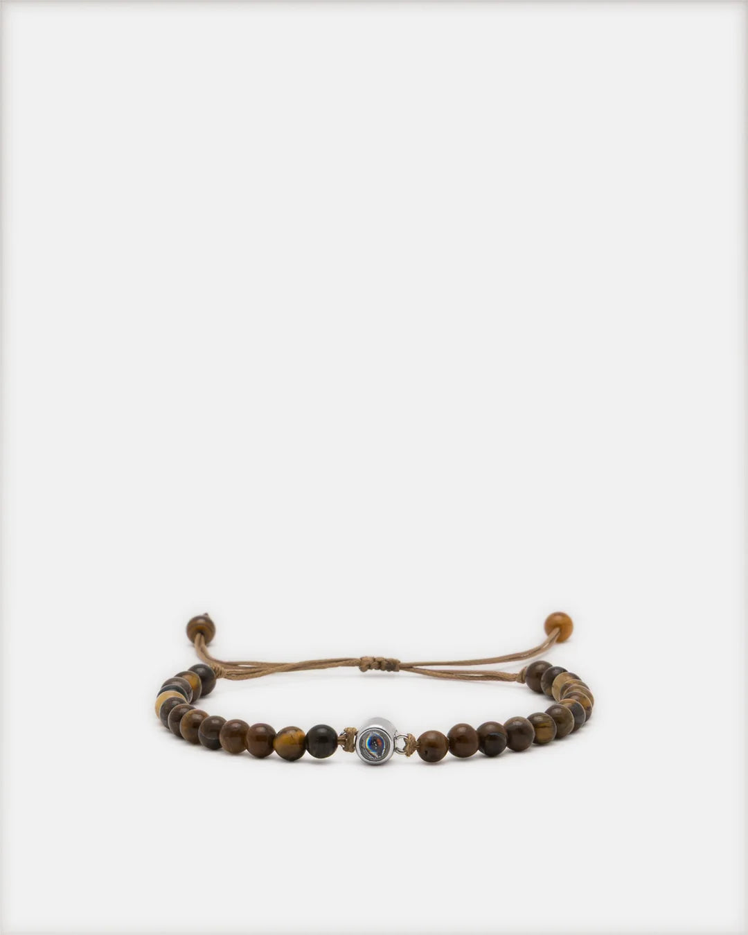Bracelet œil de tigre en pierre naturelle avec perle projection photo et cordon réglable