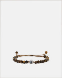 Bracelet œil de tigre en pierre naturelle avec perle projection photo et cordon réglable
