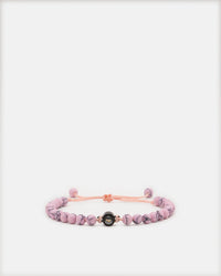 Bracelet pierre naturelle Pétale rose avec perle projection photo personnalisée et cordon réglable