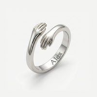 Bague câlin argentée personnalisée, prénom Alex gravé à l'intérieur