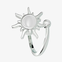 Bague anti-stress Akira argentée en forme de soleil, anneau ouvert réglable