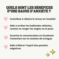 Infographie sur la bague d'anxiété : les usages de la bague anti-stress Marguerite