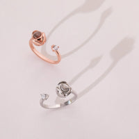 Bagues photo personnalisées argent et or rose avec leur ombre portée