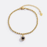 Bracelet charms doré personnalisé avec breloque photo et petit cœur au fermoir