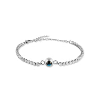 Bracelet diamant à projection photo argenté, rivière de strass et pierre à photo cachée
