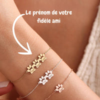 Bracelet patte personnalisé prénom animal chien chat gravé - bijou mémorial animal Petale Paris