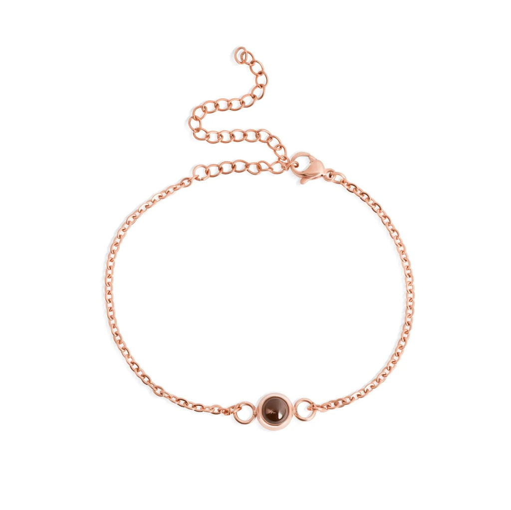 Bracelet projection photo personnalisé rose gold - bijou romantique cadeau Saint-Valentin Petale Paris
