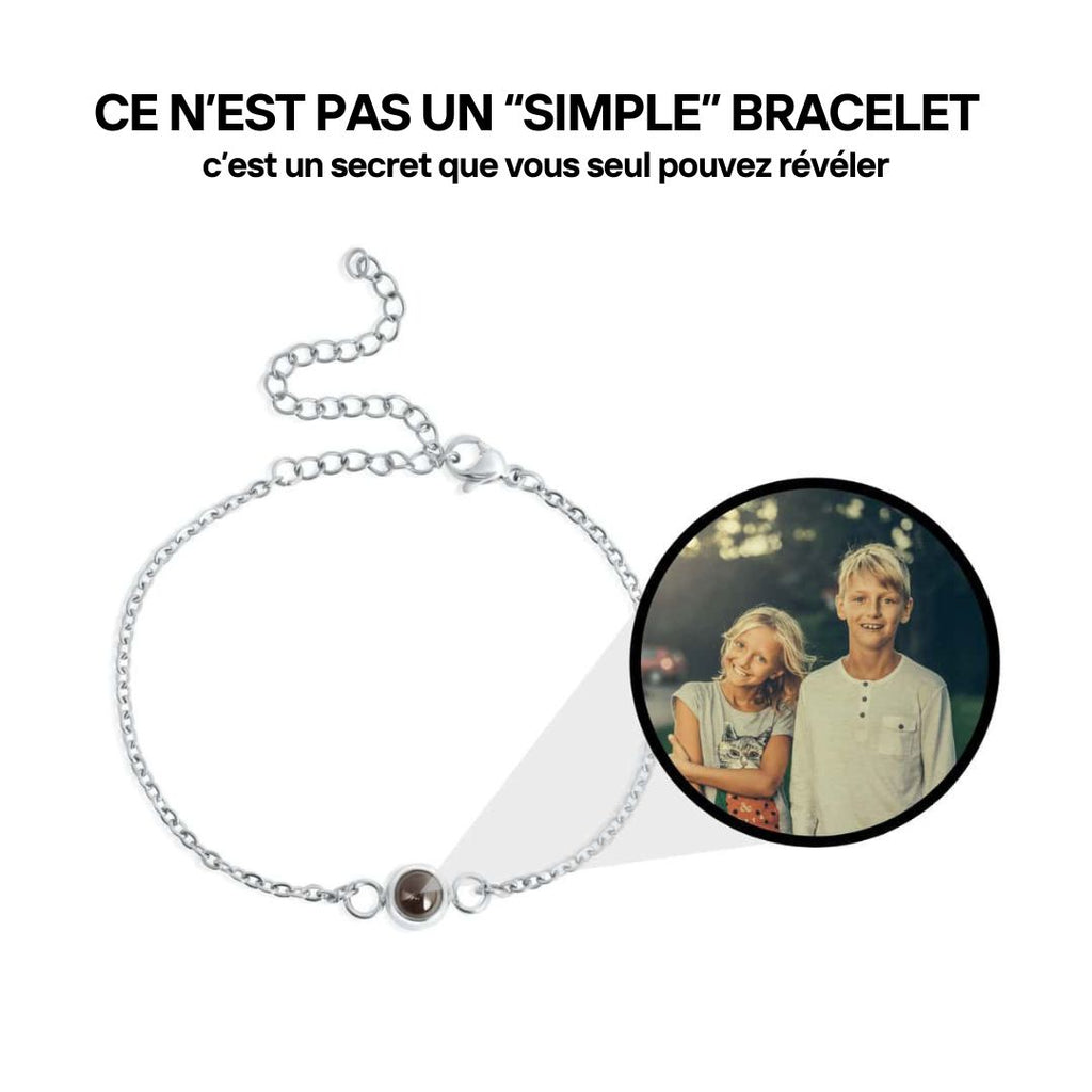 Bracelet projection photo personnalisé Petale Paris - bijou cadeau unique avec photo cachée