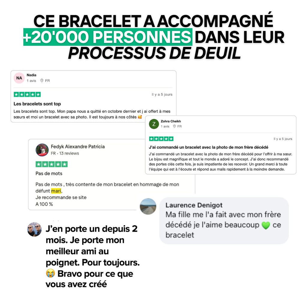 Bracelet projection photo deuil - témoignages clients Petale Paris bijou souvenir défunt