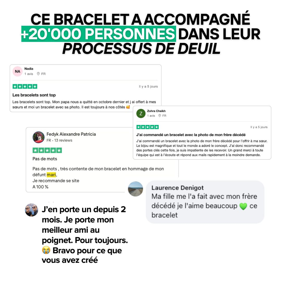 Bracelet projection photo deuil - témoignages clients Petale Paris bijou souvenir défunt
