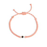 Bracelet tressé rose saumon avec pierre à projection photo personnalisée