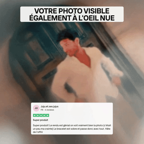 Photo du bracelet projection visible à travers la pierre, avis client