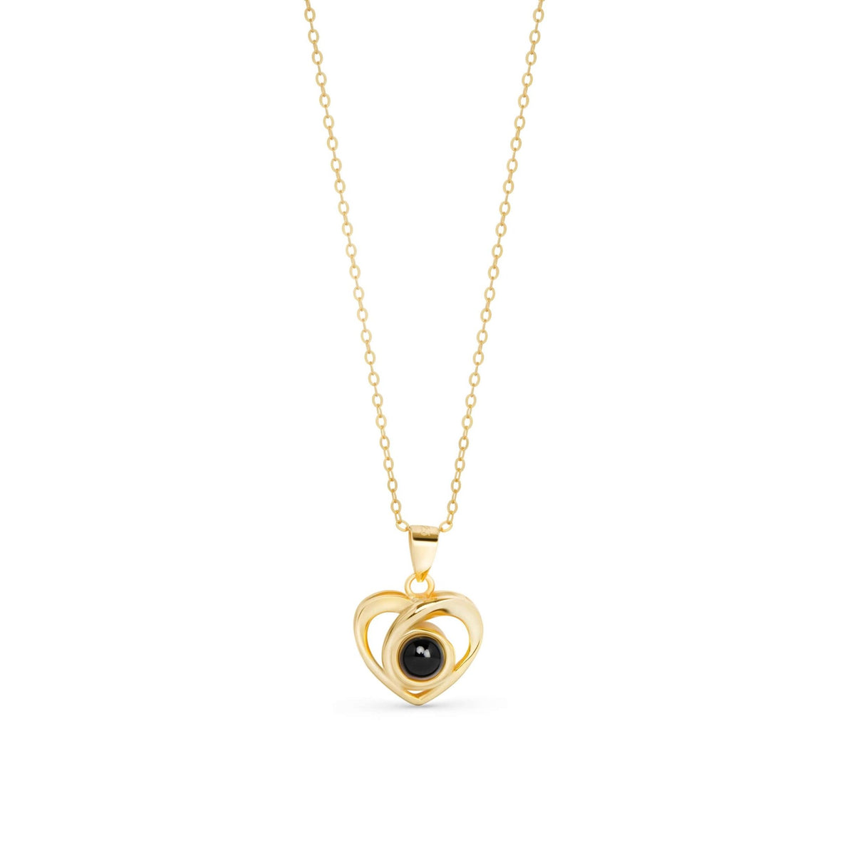 Collier photo personnalisé avec pendentif cœur doré à projection