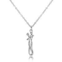 Pendentif couple enlacé tout argent, collier câlin en acier inoxydable