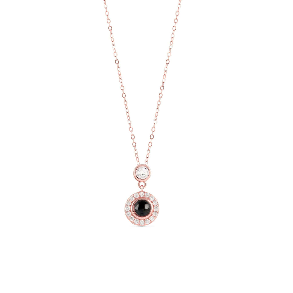 Pendentif photo Élégance Éternelle or rose, médaillon serti de strass à projection