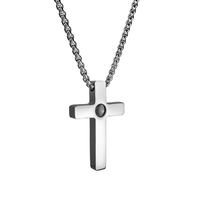 Pendentif photo pour homme croix pleine argentée et noire à projection personnalisée