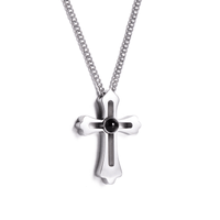 Collier photo pour homme avec pendentif croix percée argenté à projection personnalisé