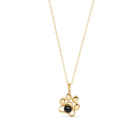 Pendentif patte chien projection photo doré fond blanc - bijou collier personnalisé chien Petale Paris