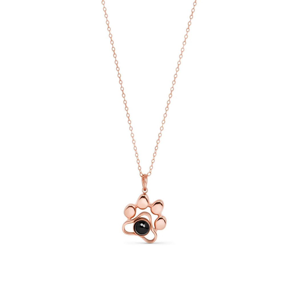Pendentif patte chien projection photo rose gold - collier bijou personnalisé animal cadeau Petale Paris