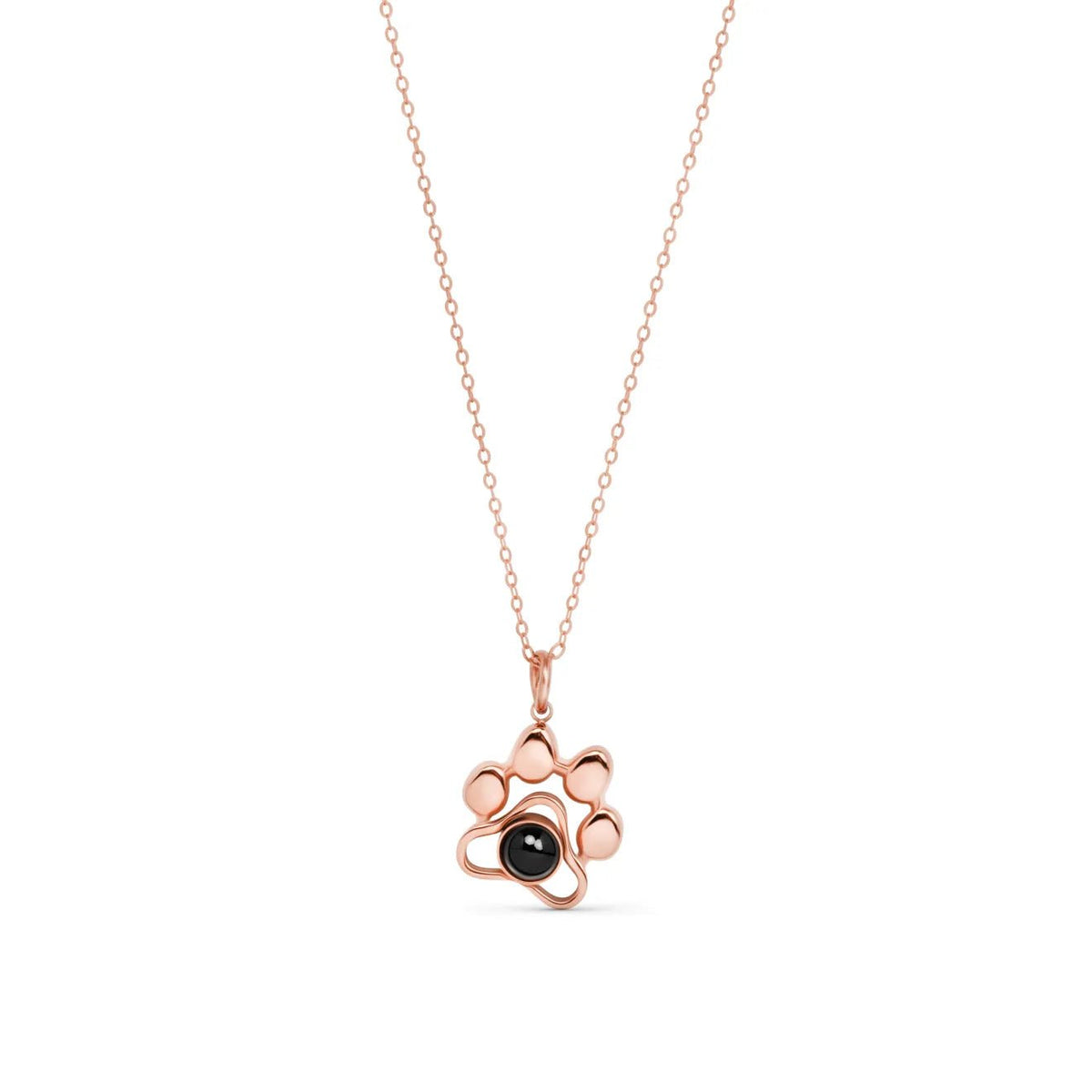 Pendentif patte chien projection photo rose gold - collier bijou personnalisé animal cadeau Petale Paris