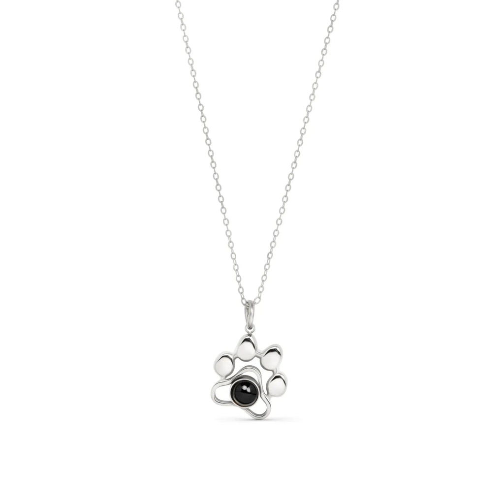 Pendentif patte de chien projection photo personnalisé argent - collier bijou animal avec photo cachée Petale Paris