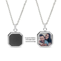 Pendentif photo thermique avant et après la chaleur : la photo du couple apparaît sur la plaque