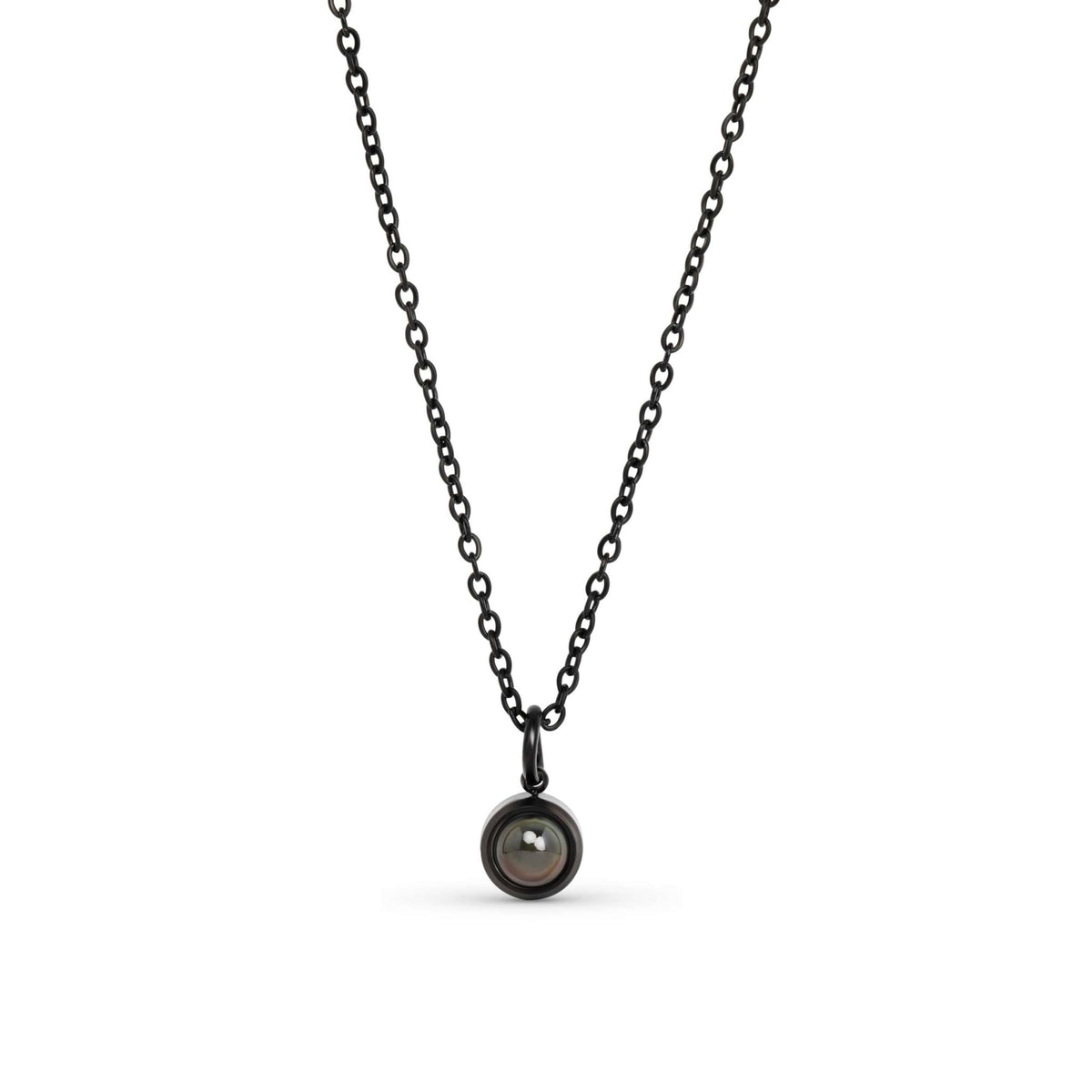 Pendentif projection photo noir acier fond blanc - collier bijou personnalise homme femme Petale Paris