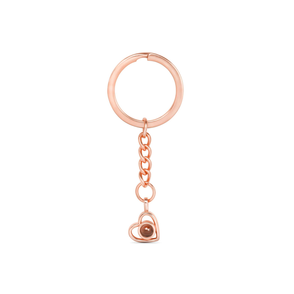 Porte-clé coeur rose gold fond blanc - bijou projection photo personnalisé cadeau Saint-Valentin Petale Paris