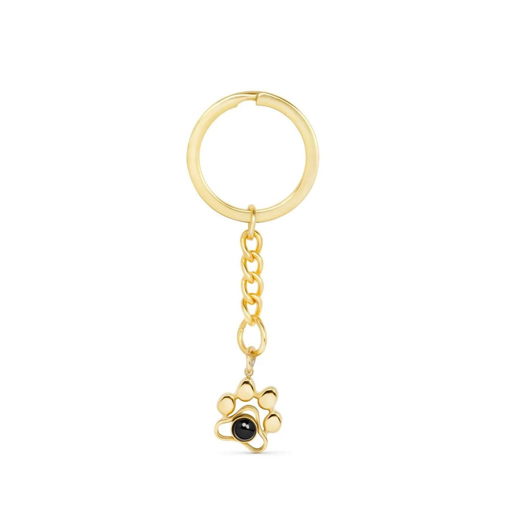 Porte-clé patte chien projection photo doré - accessoire bijou personnalisé animal Petale Paris