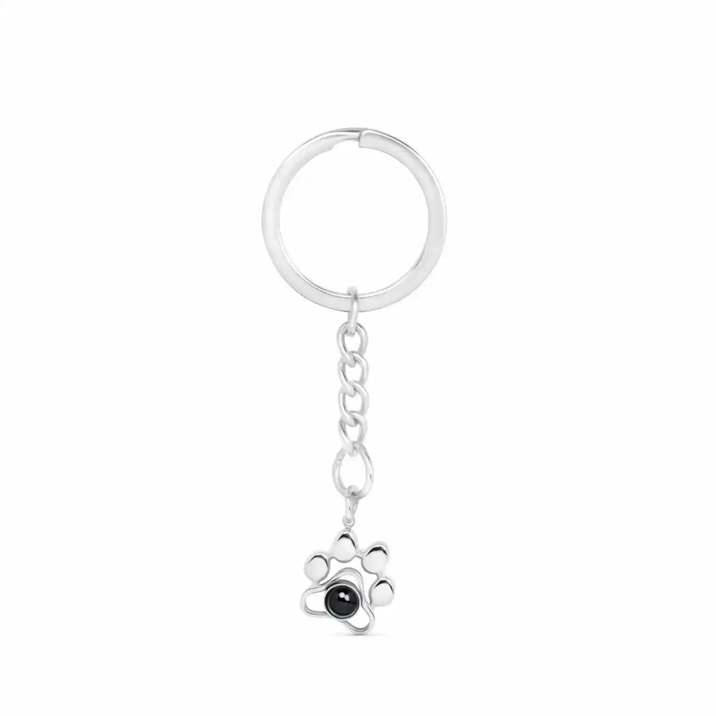 Porte-clé patte de chien projection photo personnalisé argent - accessoire bijou animal cadeau Petale Paris