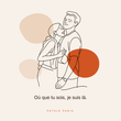 Exemple de carte personnalisée : couple dessiné en trait continu avec le message Où que tu sois, je suis là.