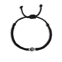 Bracelet tressé noir personnalisé avec pierre à projection photo, cordon ajustable