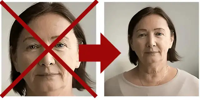 À gauche, un portrait coupé trop serré, barré. À droite, le même portrait avec de l'espace autour du visage.